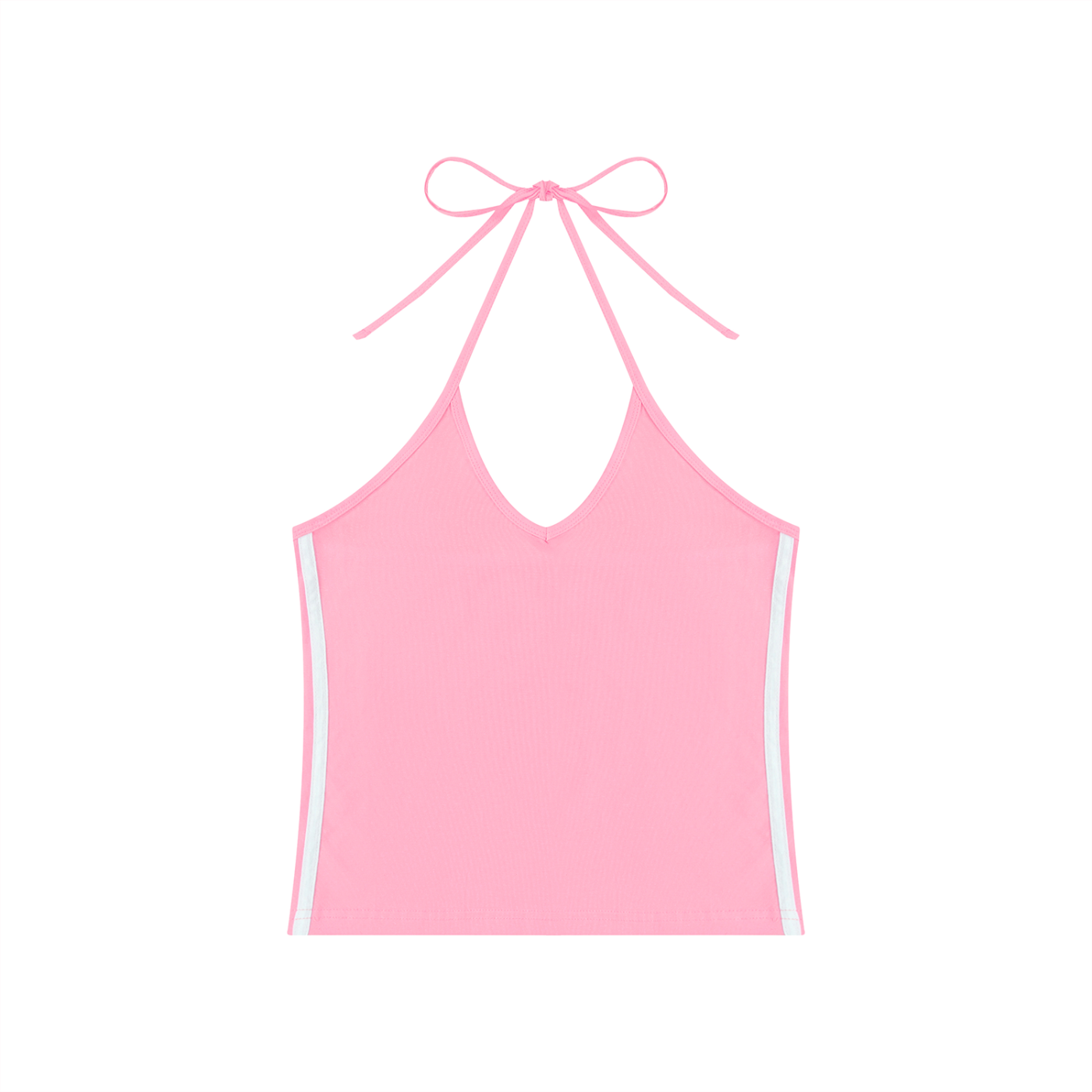 Women’s Color Block Halter Crop Tank Top with V-neck, backless halter tie, and slim fit in Y2K color block design