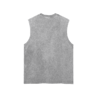 Snow Washed Frayed Hem Tank Top – Unisex Cotton Sleeveless Shirt