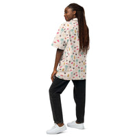 Unisex Espresso Martini Hawaiian shirt with coffee beans and cocktail print on cream background