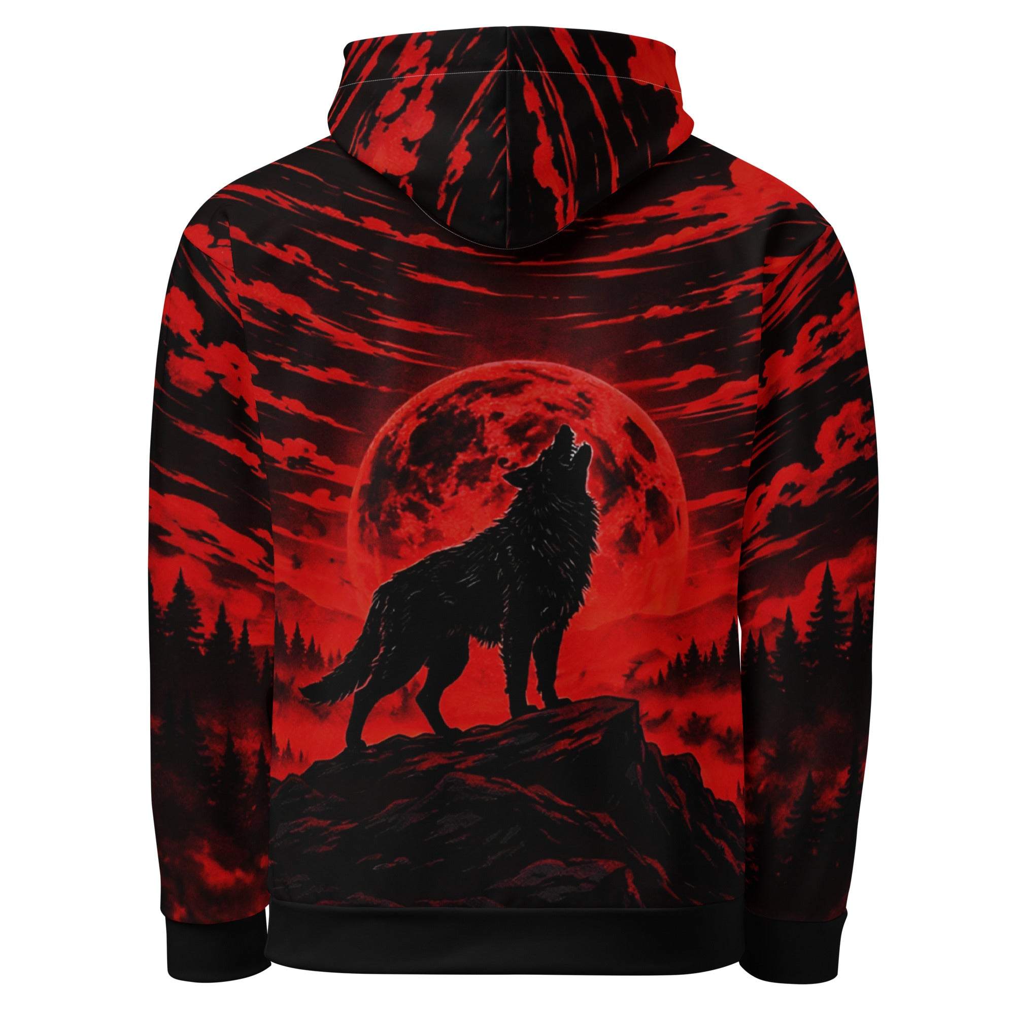 Unisex cotton hoodie with all-over wolf print and relaxed fit