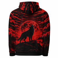 Unisex cotton hoodie with all-over wolf print and relaxed fit