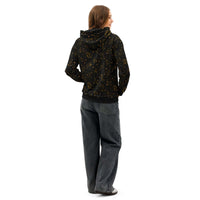 Unisex black cotton hoodie with zodiac constellation design