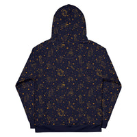 Blue Zodiac Constellation hoodie with celestial print on soft cotton unisex pullover