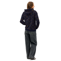Unisex blue cotton hoodie with zodiac constellation print
