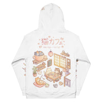 Unisex cotton Anime Cat AOP Hoodie with all-over kawaii anime cat café print in pastel colors