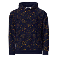 Unisex Blue Zodiac Constellation hoodie with celestial print on soft cotton fabric