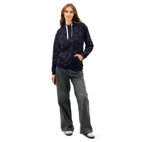 Unisex blue cotton hoodie with zodiac constellation print and kangaroo pocket