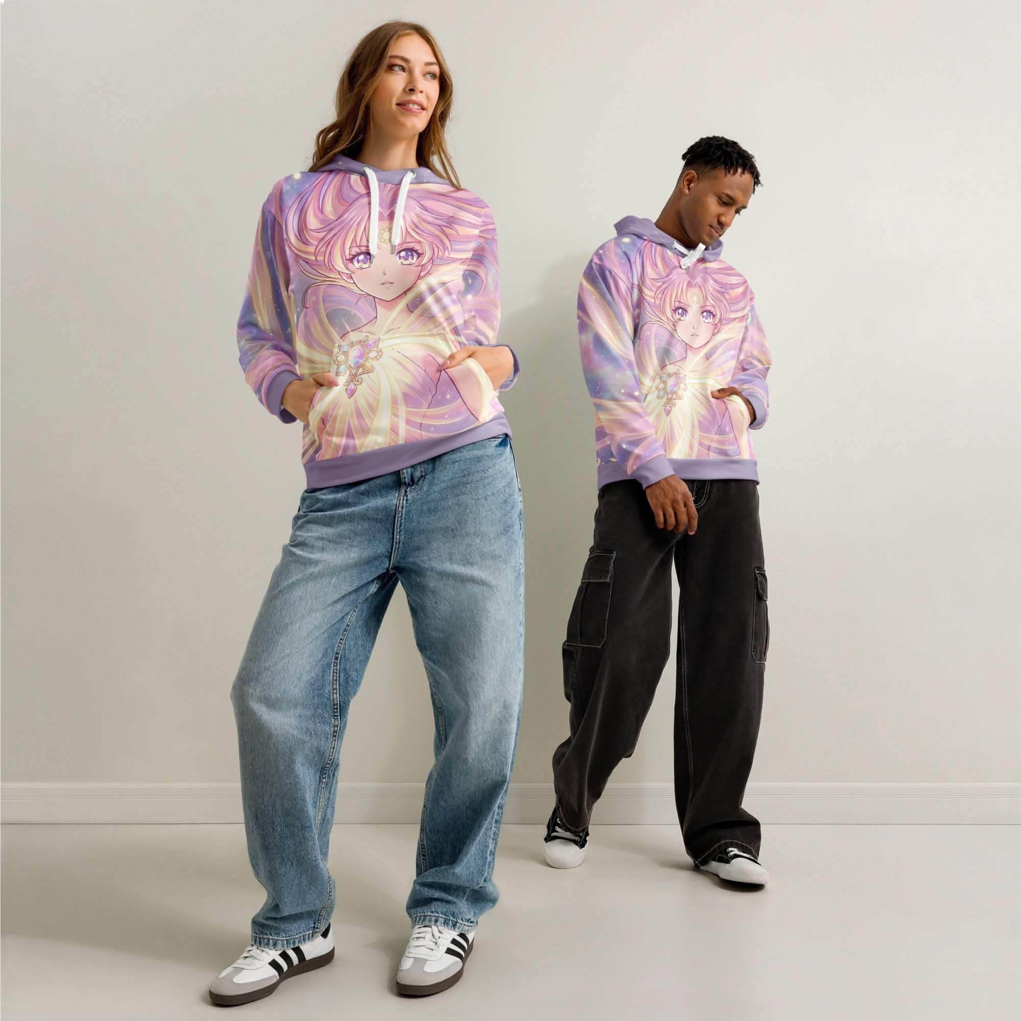 Anime Magic Girl Sweater vibrant kawaii hoodie with magical girl print and double-layer hood