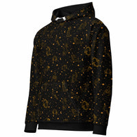 Unisex blue zodiac constellation hoodie with celestial print and cotton fabric