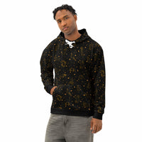 Unisex blue zodiac constellation hoodie with celestial print and cotton pullover design