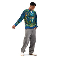 Product mockupJapanese Spirit Forest Sweatshirt featuring yokai aesthetic on soft, stretchy cotton pullover