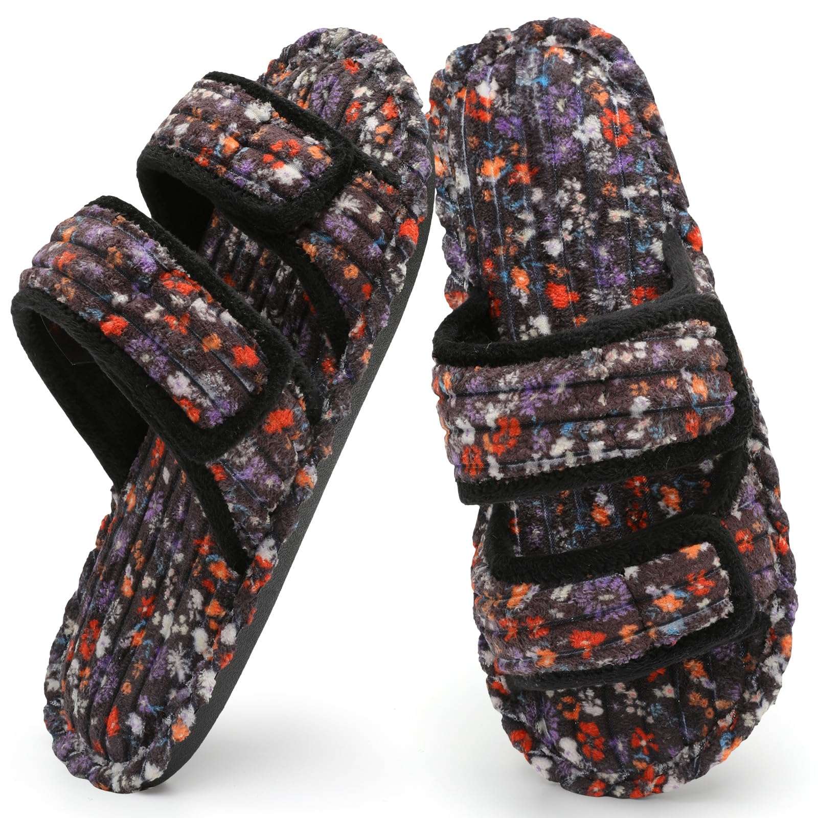 Non-slip ortho slippers with memory foam, adjustable straps, breathable open toe, and rubber sole for indoor comfort and safety