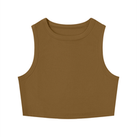 Women’s tight crewneck crop tank top bodycon sleeveless ribbed tee in solid color