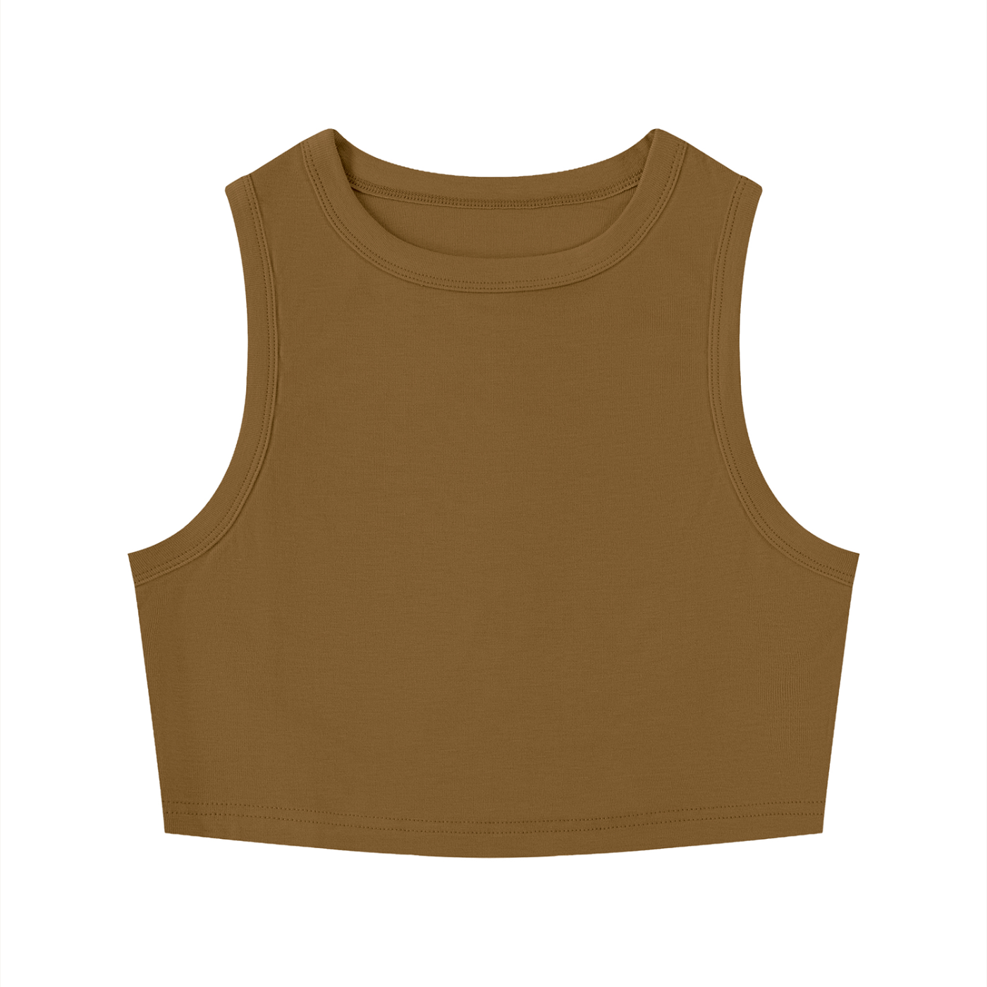 Women’s tight crewneck crop tank top bodycon sleeveless ribbed tee in solid color