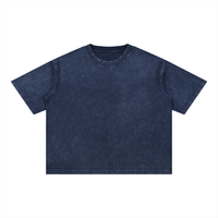 Mineral Wash Boxy Cotton T-Shirt | Oversized Drop Shoulder Crop Tee