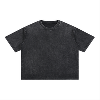 Mineral Wash Boxy Cotton T-Shirt | Oversized Drop Shoulder Crop Tee