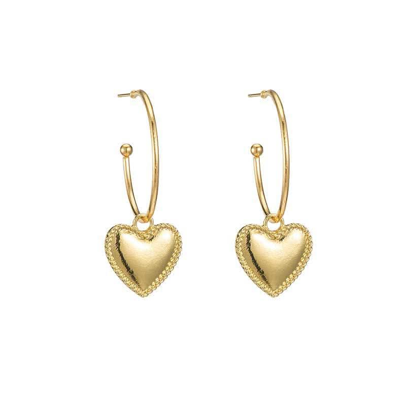 Gold Heart Drop Earrings with delicate heart-shaped drops and elegant gold finish