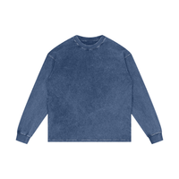 Unisex oversized acid wash long sleeve cotton t-shirt with vintage-inspired casual style