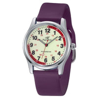 Medical fashion watch with white dial and silicone band for healthcare professionals