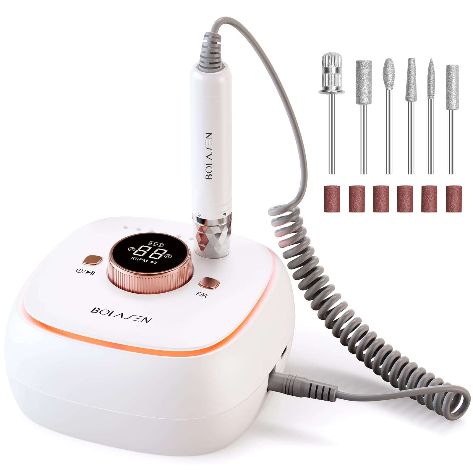 BOLASEN 40K RPM Nail Drill professional cordless brushless motor nail file tool