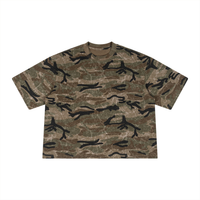 Unisex Boxy Camo Print T-Shirt oversized cotton streetwear tee with drop shoulder and all-over camo print