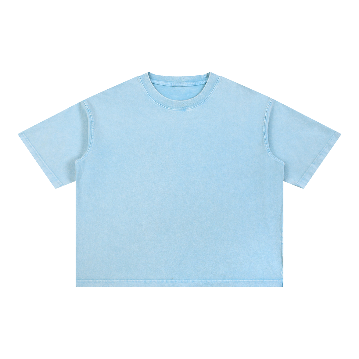 Mineral wash boxy cotton t-shirt with oversized drop shoulder crop tee in vintage faded finish