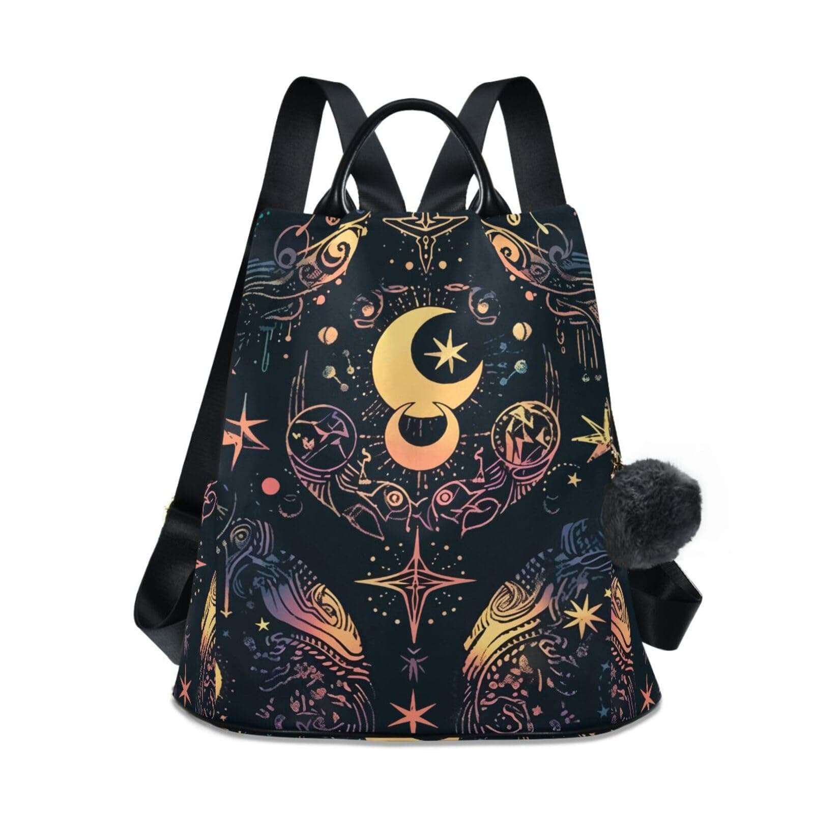 Moonlight Magic Fashion Backpack in durable 290 twill cloth with anti-theft design and plush ball accessory