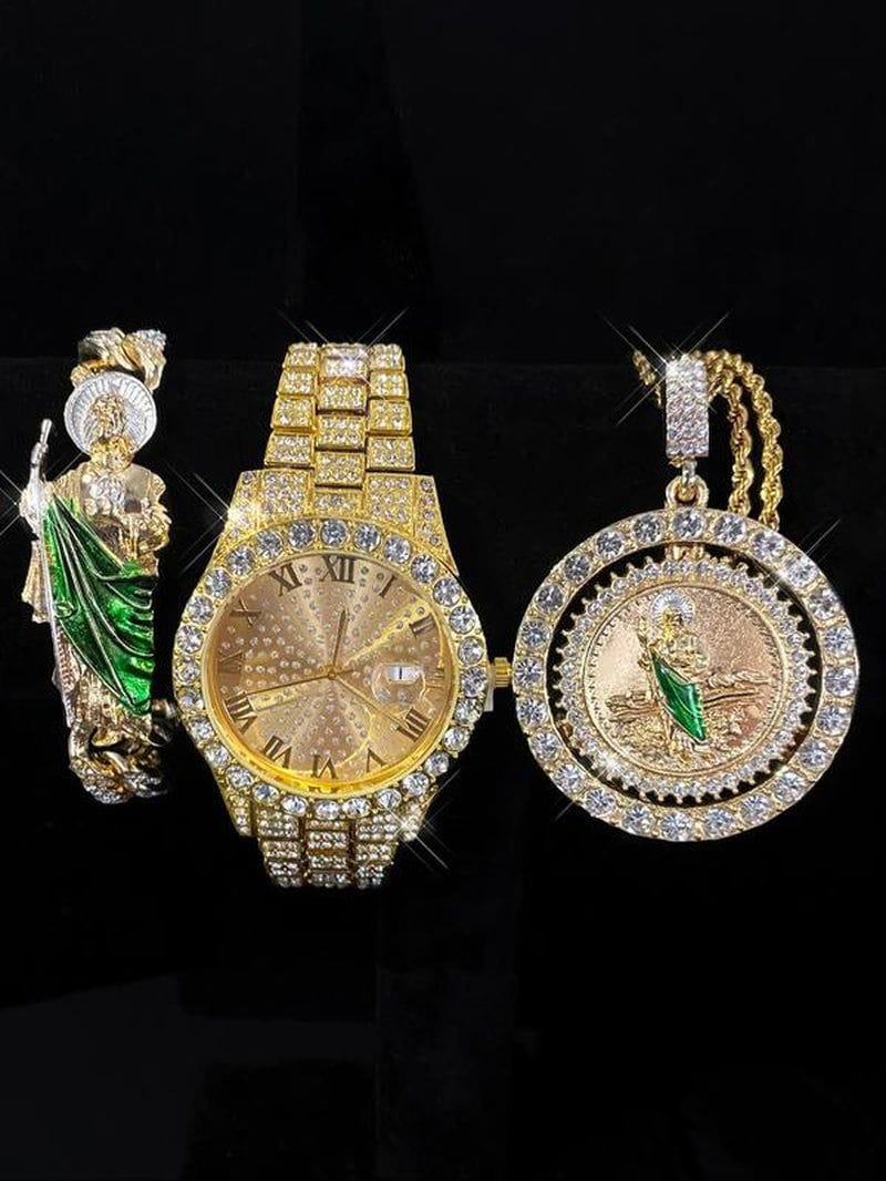 Luxury watch and jewelry set with elegant timepieces and matching accessories