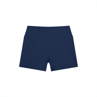 Women wearing high rise nylon spandex yoga shorts for workout and casual wear
