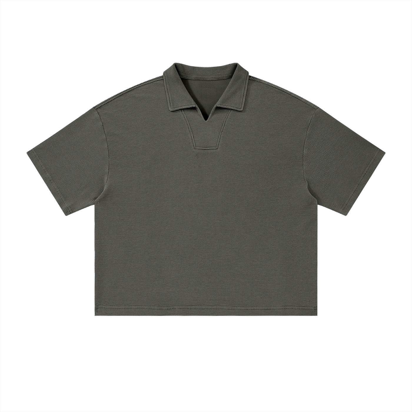 Unisex Waffle Boxy Polo Shirt | Oversized Vintage Streetwear Cotton Blend Tee