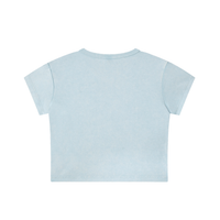 Women's snow washed crop top with vintage finish and cotton-spandex blend