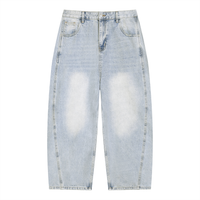 Men's Vintage Wash Sunfade Barrel Leg Jeans with frayed details and loose fit