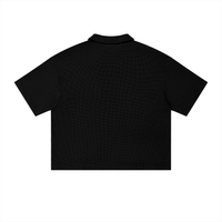Unisex Waffle Boxy Polo Shirt | Oversized Vintage Streetwear Cotton Blend Tee
