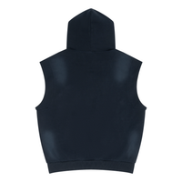 Unisex vintage wash sun fade sleeveless hoodie with heavyweight fabric and metal eyelets