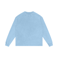 Unisex acid wash oversized long sleeve cotton t-shirt with personalized customizable print area and vintage style