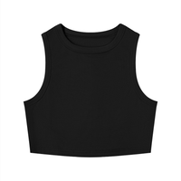 Women’s tight crewneck crop tank top bodycon sleeveless ribbed tee in solid color