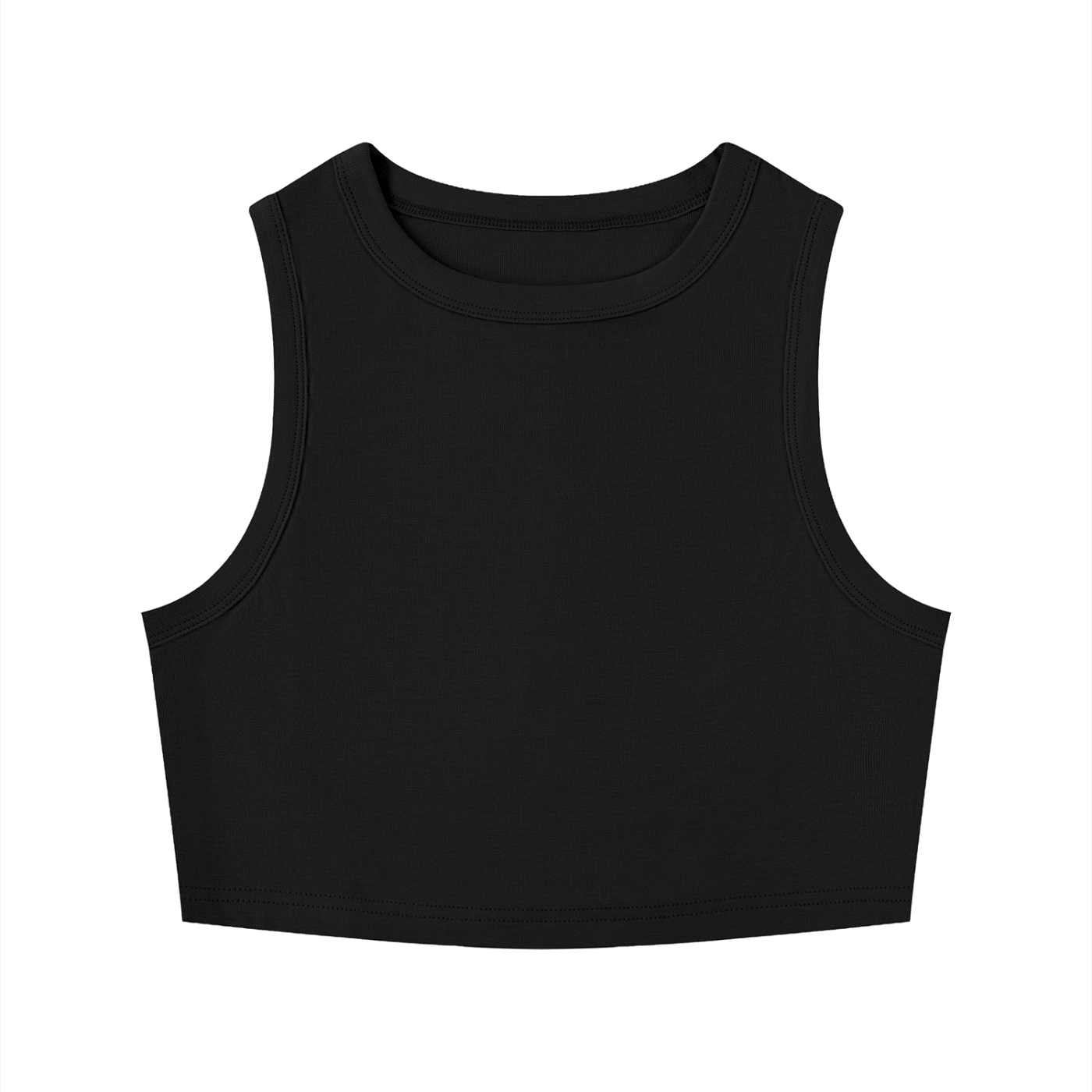 Women’s tight crewneck crop tank top bodycon sleeveless ribbed tee in solid color