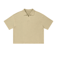 Unisex Waffle Boxy Polo Shirt | Oversized Vintage Streetwear Cotton Blend Tee