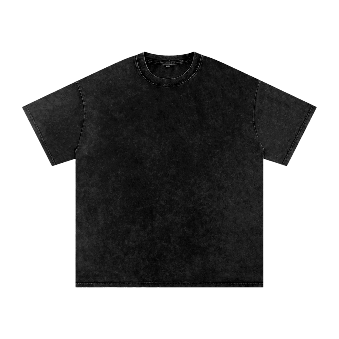 Black snow washed oversized cotton t-shirt with loose fit and round neck design