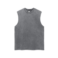 Snow Washed Frayed Hem Tank Top – Unisex Cotton Sleeveless Shirt