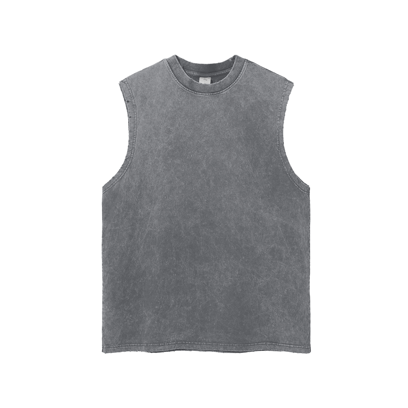 Snow Washed Frayed Hem Tank Top – Unisex Cotton Sleeveless Shirt