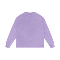 Acid wash oversize cotton long sleeve unisex t-shirt with drop shoulder and round neck