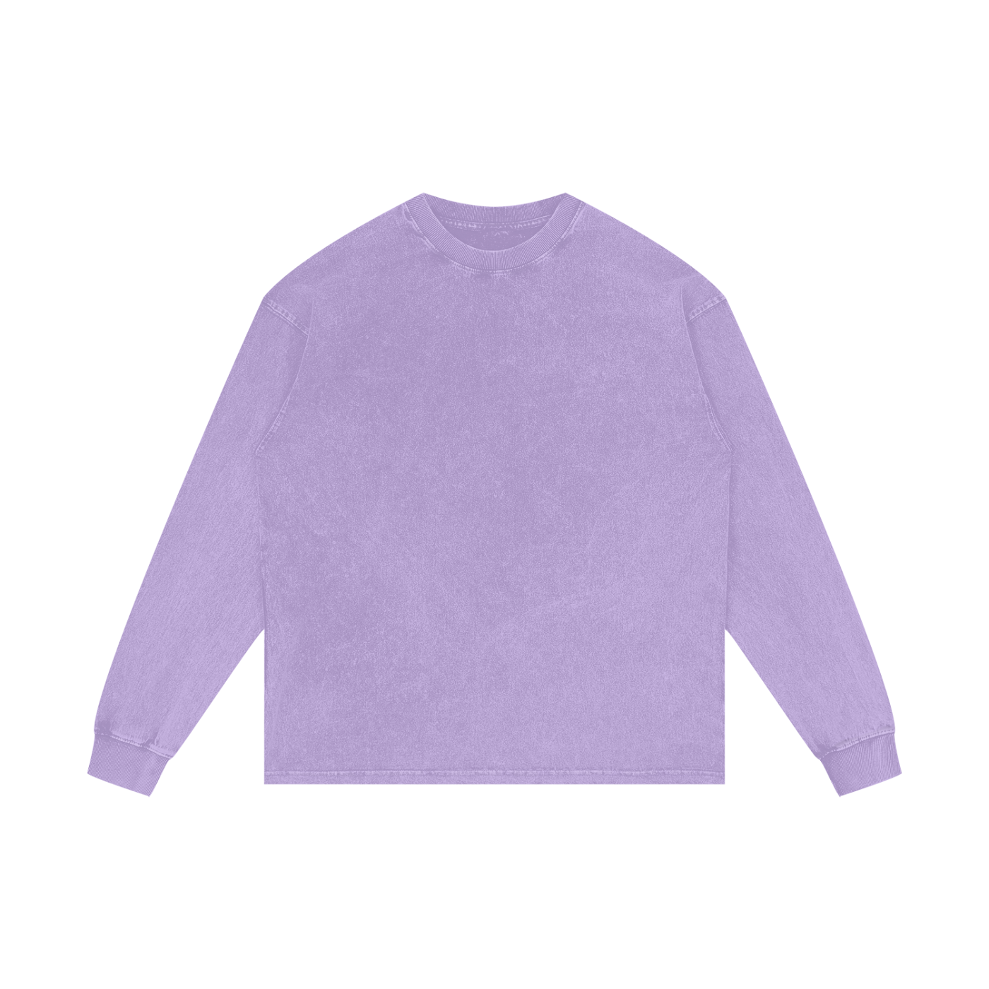 Acid wash oversize cotton long sleeve unisex t-shirt with drop shoulder and round neck
