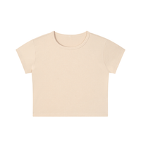 Women's snow washed crop top with vintage finish and soft cotton-spandex fabric