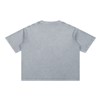 Mineral wash boxy cotton t-shirt with oversized drop shoulder and cropped fit in vintage faded look