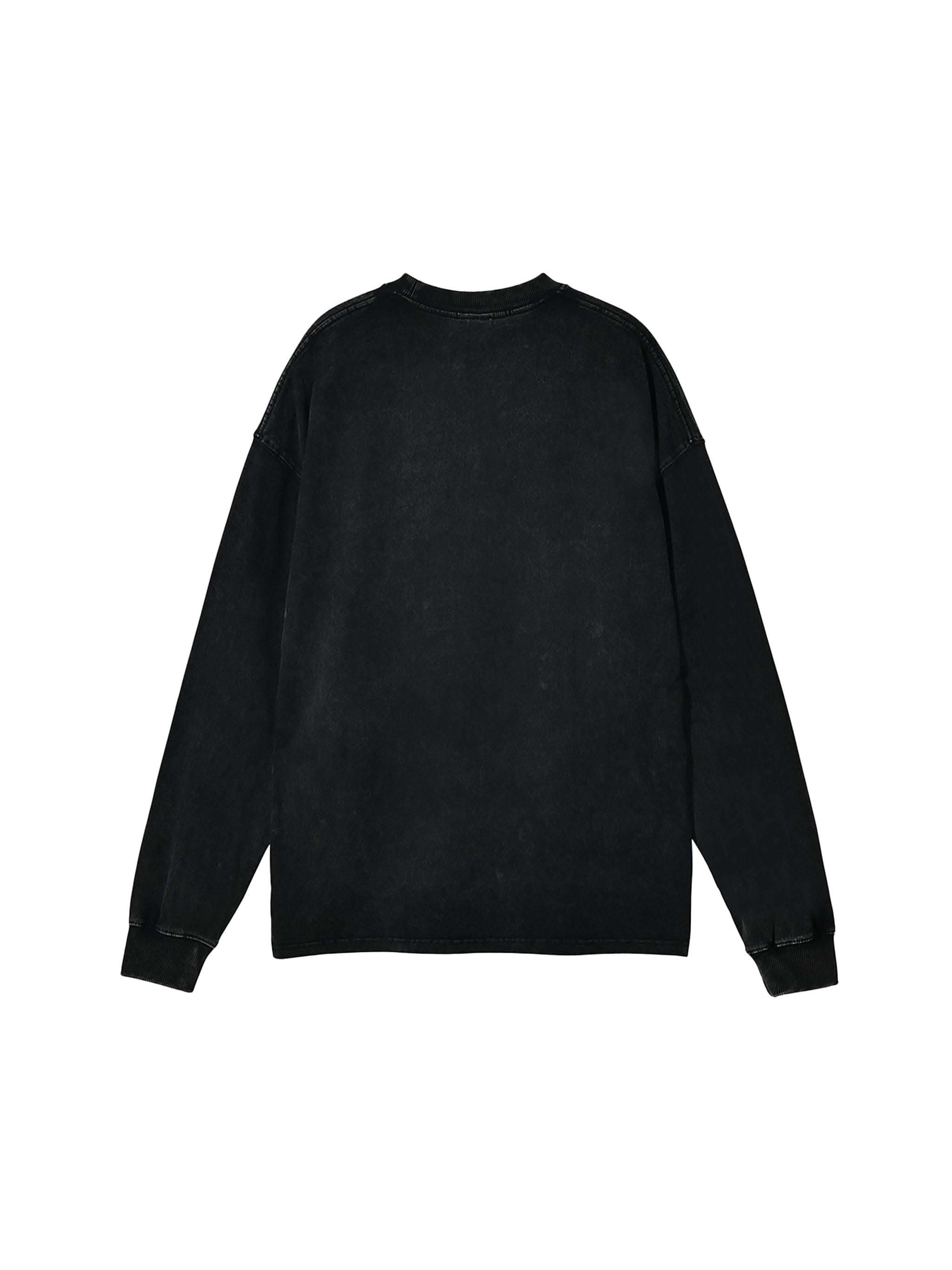 Unisex oversized acid wash long sleeve cotton t-shirt with customizable print area and vintage style