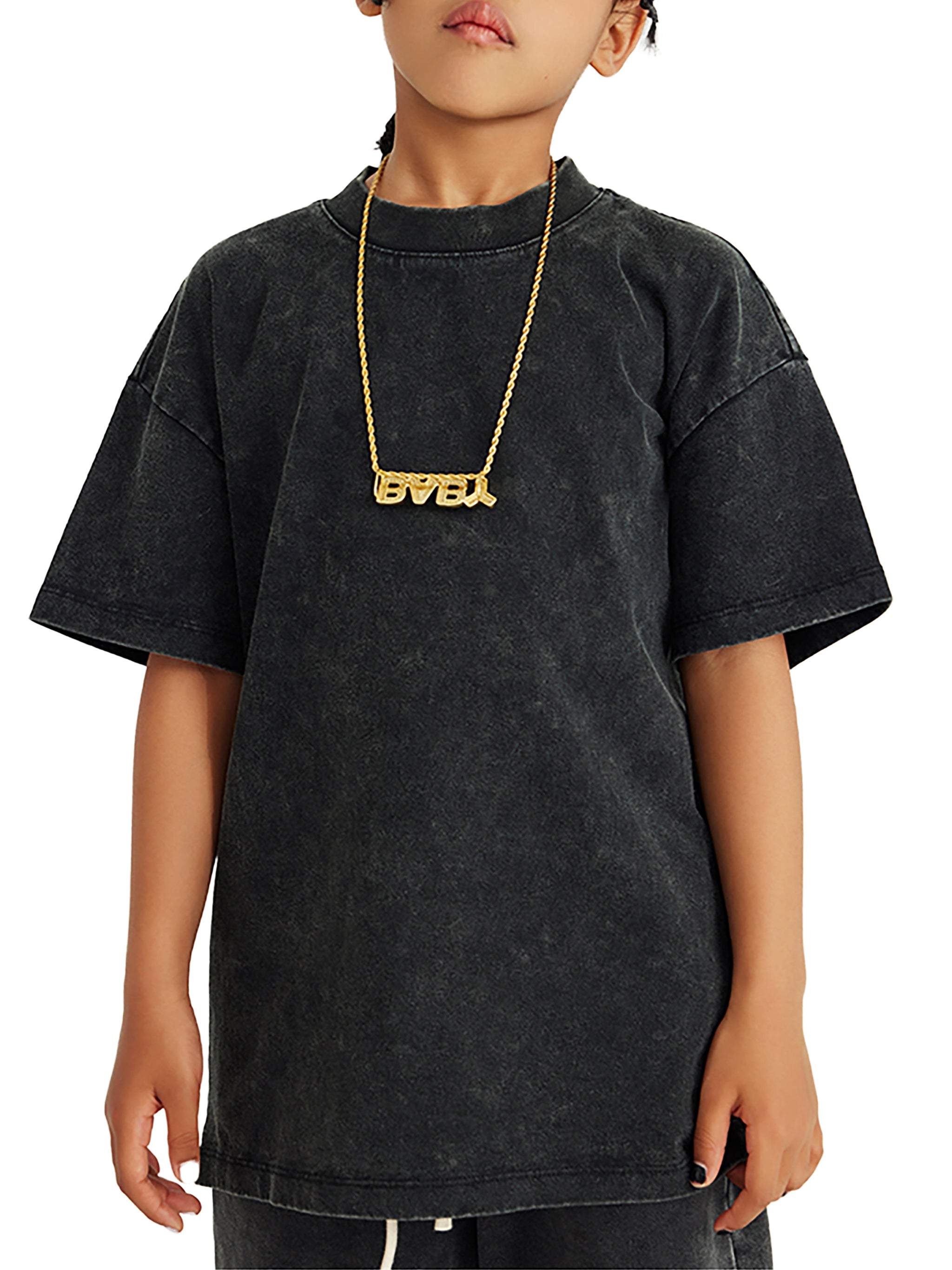 Neutral Snow Washed Kids' T-Shirt in 100% cotton with short sleeves and round neck