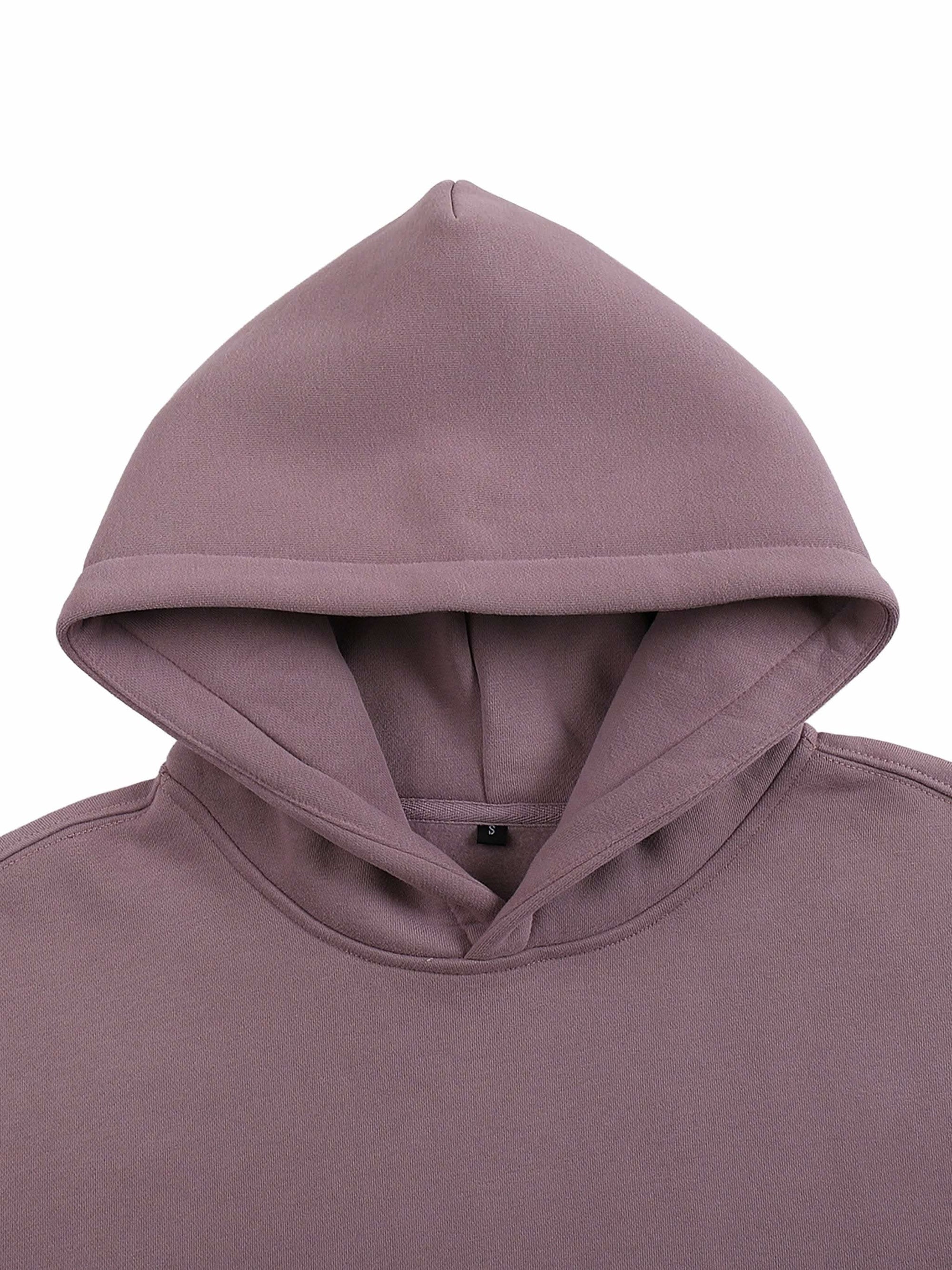 Oversized fleeced hoodie with drop shoulder, heavyweight fabric, and unisex loose fit for streetwear style
