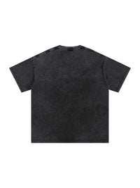 Snow washed oversized cotton t-shirt in black by ODMPOD, featuring a relaxed fit and casual style.