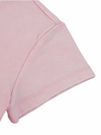 Women's snow washed crop top with round neck and drop shoulder sleeves for casual spring and summer wear